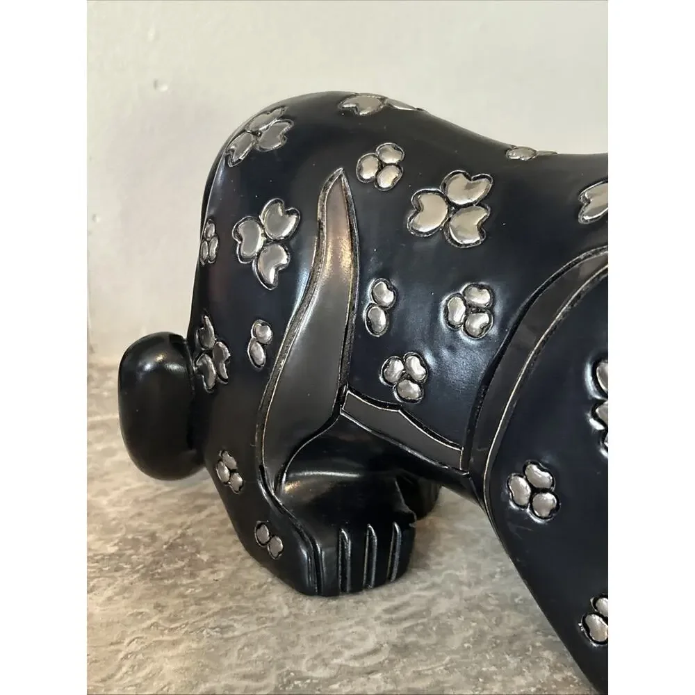 Artesania Rinconada Black Silver Large Crouching Panther Sculpture 11